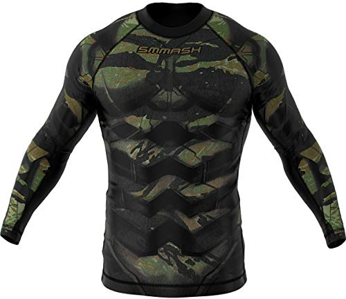 SMMASH Rashguard Tiger Armour Herren Kampfsport Langarm, Sport Longsleeve Atmungsaktiv und Leicht, Sportoberteile für MMA, Krav MAGA, Slim Fit Funktionsshirt Herren, Hergestellt in der EU (XXXL)