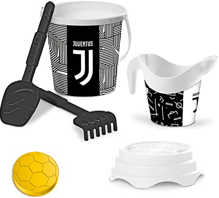 Mondo Toys F.C. Juventus Bucket Set, Set Mare Renew Toys con Secchiello, Paletta, Rastrello, Setaccio, Formina, Annaffiatoio Inclusi, 28627