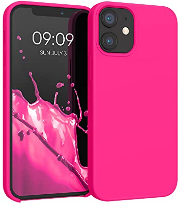 kwmobile Case Compatible with Apple iPhone 12 mini Case - TPU Silicone Phone Cover with Soft Finish - Neon Pink