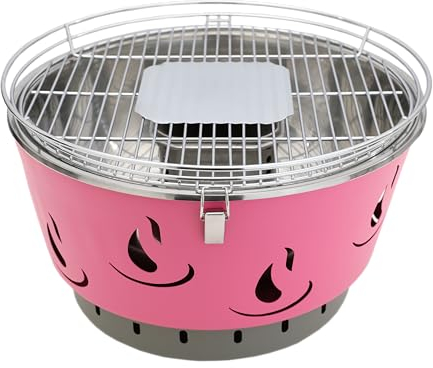 JAK BBQ Airbroil XL J 101 Holzkohlegrill Pink Tischgrill Holzkohlegrill mit einstellbarer Belüftung inklusive Transporttasche Outdoor Campinggrill