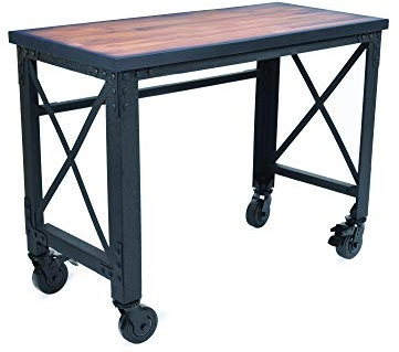 Duramax Rolling Industrial Worktable Desk with solid wood for Home, Office, Garage, Workshop and more, Heavy duty reinforced Multipurpose Rolling table furniture, 150 Kg capacity, 117 x 61 x 94 cm
