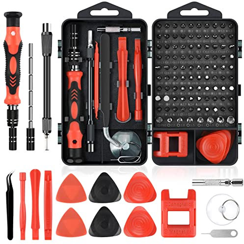 Juego de destornilladores de precisión, 115 en 1, kit de reparación electrónica profesional para productos electrónicos (rojo)
