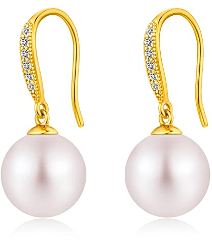 Perlenohrringe Gold Hängend Ohrringe Silber Perlen Hängend Perlen Ohrringe Damen Perle Ohrhänger Gold