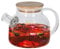 Murago - Teekanne Glas mit Deckel 0,95L - Teebereiter Kanne Krug mit Griff Geschirr Bambusdeckel 950ml Filterspule Sieb