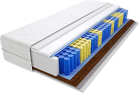 Godre Matratze 90x200 cm Doppelmatratze, H3 & H5 Federkernmatratze, Taschenfederkernmatratze 23 cm Hoch Kokosfaser Rosshaar Hypoallergene, HR-Schaum, Wendematratze mit Klimafaser Rigo Max