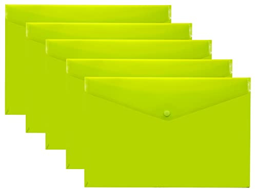 eco-eco A5 50% recycelte, transparente Kunststoff-Ordner mit Druckknopf, 5 Stück, grün, eco075GREEN