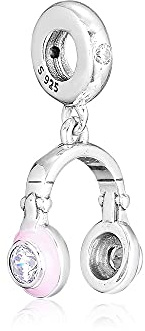 SANHUA Charm S925 Sterling Silber Pink Kopfhörer Männer Charms Perlen Anhänger Für Frauen Mädchen Mama Geschenke, Kompatibel Mit Allen Armbändern