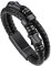 Bandmax Schwarzes Lederarmband Herren 21cm Flechtarmband Manschette Armband aus Mikrofaser-Leder Armband mit Magnetverschluss Geflochtenes Lederarmband mit 4mm Zubehör Modeschmuck Accessoire