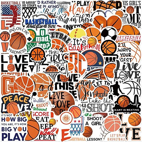 Casiler Basketball -Aufkleber 50pcs Sports Ball Sticker Pack wasserdichte Vinylabziehbilder Für Wasserflaschen Sammelalbum Laptop Bike Party Gefälligkeiten Für Jungen