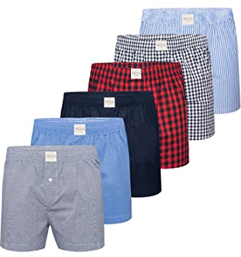 Phil & Co. Berlin Herren Boxer Boxershorts Unterwäsche Unterhose Baumwolle Shorts Webboxer 6-Pack Classics- bunt1 - Größe XL