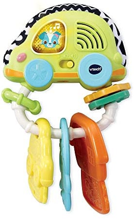 VTech - Mon Hochet Sensoriel Clés Magiques, Hochet Bébé Porte-Clés Interactif Fabriqué avec des Matériaux Plus Durables, Jouet Voiture, Cadeau de Naissance Bébé Dès 3 Mois - Contenu en Français