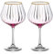 DIAMANTE Gin Glasses Copa 'Mirage Rosso' Set of 2 - with Red/Rose Pink Colour Ombre Stain and Gold Rim - Optic Effect