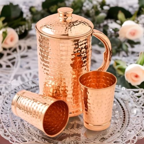 2activelife Copper Water Pitcher With 2 Copper Cups | 50.7 Fl Oz