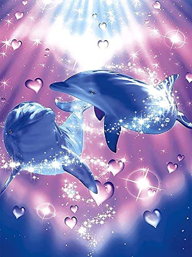 Abillyn 5D-Diamant-Malerei-Set, Vollbohrer, Delfin-Liebhaber, Diamantkunst für Erwachsene und Kinder (Delfin)