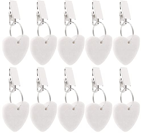 10 Stück Tischdeckenbeschwerer Naturstein, Herzmuster Tischdeckenbeschwerer mit Klammer Draußen Tischdecke Beschwerer, Marmor Tischdeckengewichte für Familie Party Picknick Camping Hochzeit