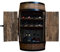CREATIVE COOPER Weinfass Stehtisch mit Tür und Weinliegen - Alkoholschrank Flaschenregal - Holzfass - Fassmöbel - Wine Rack - Wineregal Holz - Weinbar - Fass bar mit Tür - Fassbar 80cm (Wenge)