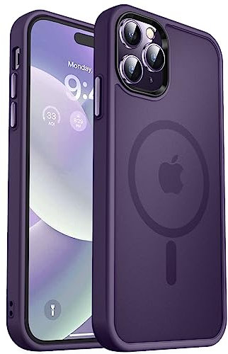 MOCCA Strong Magnetic for iPhone 14 Pro Max Case [Compatible with Magsafe] [10FT Military Grade Protective] Translucent Matte Slim Shockproof Case for iPhone 14 Pro Max 6.7 Deep Purple