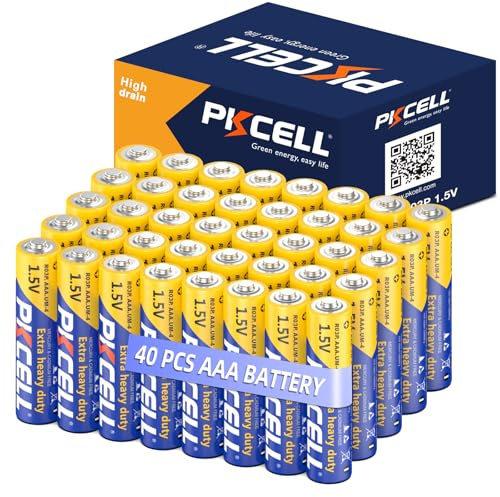Lot de 40 piles AAA 3 A R03P UM4 1,5 V AM4 AAA carbone zinc à usage unique pour bougies LED, horloge, télécommandes, lampes de poche (40)