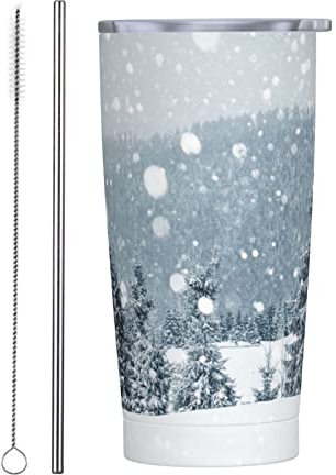 TheEcoWay Winter Schnee Kiefer Baum 20 Oz Edelstahl Tumbler Vakuum Kaffeetasse Wasserflaschen auslaufsicher Reisebecher