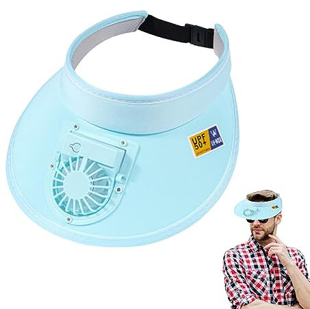 puzzlegame Visera con Ventilador | Gorro Transpirable Upf50+ con Ventilador Incorporado - Protección Gran área, Viseras Sombrero para Mujeres/Hombres/niños, Banda elástica Ajustable
