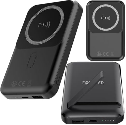 FOREVER Powerbank Wireless MATB-100 PD QC 22.5W 10000mAh ricarica a induzione, ricarica sicura e veloce del telefono, PD Power Delivery, QC Quick Charge, USB, USB-C per iPhone