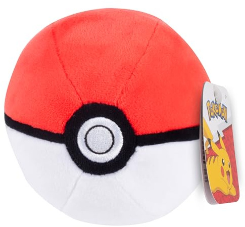 Pokémon 12,7 cm Poke Ball Plüsch - Offiziell lizenziert - Generation 1 Pokeball - Weiches Stofftier mit beschwertem Boden - Geschenk für Kinder, Jungen, Mädchen - 2+