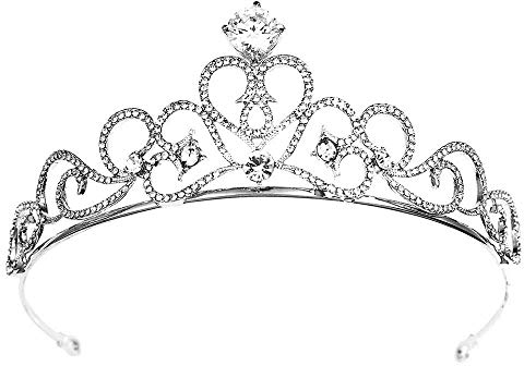Elegantes Krähensilber-Hochzeits-Tiara für Braut und Erwachsene, königlicher Festzug, Party-Stirnband, Prinzessin Krähe, Kristall-Kopfschmuck, Brautschmuck (Silber, 13 x 4,7 cm)