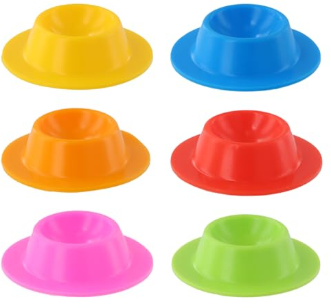 Azonelife 6 PCS Egg Cups, Silicone Egg Cups Stand, Colorful Egg Holder Set, Round Egg Cups Suitable for Boiled Eggs, Stackable Egg Cup Holder for Kitchen, Boiled Eggs, Breakfast, Brunch