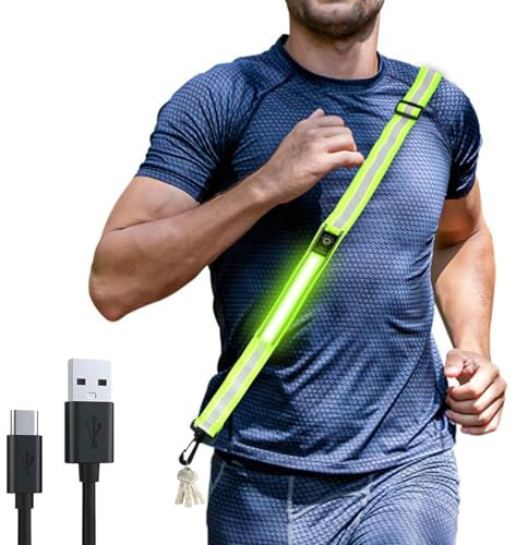 DAWRIS Reflektierende LED-Gürtelschärpe, Sicherheitslichter für Spaziergänger bei Nacht, hohe Sichtbarkeit, reflektierende Laufausrüstung für Männer, Frauen, Kinder, Nacht-Hunde-Spaziergänge