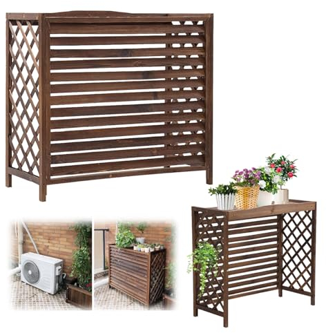 Puesto De Flores Madera para Aire Acondicionado Soportes para Plantas Exterior Madera Maciza Cubre Aire Acondicionado Exterior Decorativo Pantalla De Privacidad para Jardín Balcón (Size : 120x57x100c