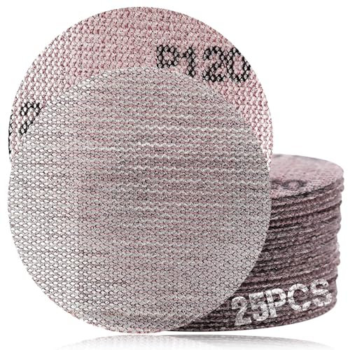 SPEEDWOX 3-Inch 120 Grit Mesh Abrasive Dust Free Sanding Discs, Virtually Dust-Free, Box of 25 Discs, Sanding Discs Hook And Loop For Metal, Wood, Composites, Stock Removal, And Fine Finishing