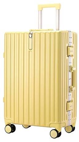 ASHSDI Koffer Reisekoffer Trolley Großer Aufbewahrungskoffer, Leichtes ABS-Gepäck, 4 Universalräder, Hartes Boarding-Gepäck Boardcase Handgepäck (Color : Yellow, Size : 24 inches)