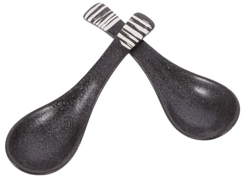 2Pcs Ceramic Soup Spoon Retro Design Asian Kitchen Utensils Porcelain Spoons for Ramen Soup Compact Decorative Tableware with Smooth Texture