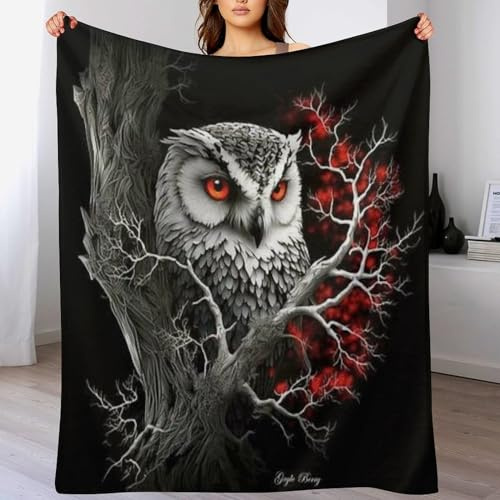 PAZZK Eule Fleece Decke, Extra Weiche Flauschige Kuscheldecken, Leichte, Gemütliche Flannel Sofadecke/Couchdecke Für Erwachsene, Wohndecke（150×200cm）