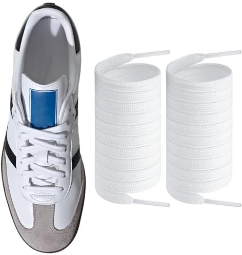 Endoto Cordones para Adidas Samba, Agujetas cordón de repuesto planos gruesos para zapatillas Shoelaces Laces (Blanco, 65 pulgadas)