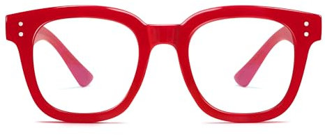 Madison Avenue Gafas de bloqueo de luz azul de gran tamaño para mujer, antifatiga ocular y protección UV, gafas de computadora (rojo)