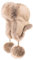 Futrzane Fliegermütze - Schapka Uschanka Damen - Fell Trapper Mütze aus Leder (M, Sand - Beige Siberian)