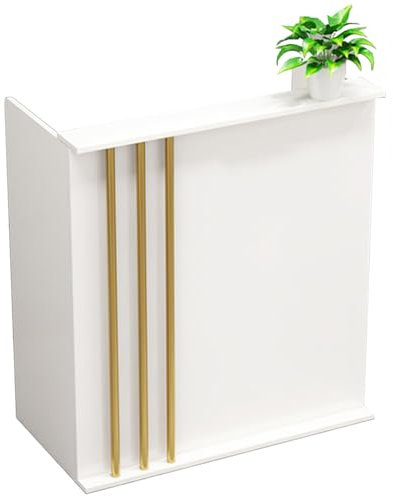 Small Reception Desk, White Reception Counter With Lockable Drawers, Modern Retail Counter, Desk, Convenience Store, Clothing Store, Barber Shop, Hotel (White, With cabinets)