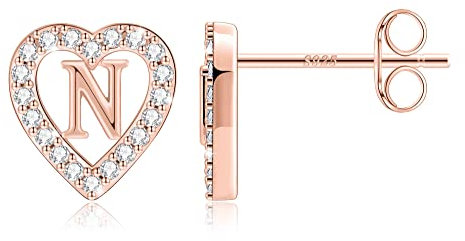 TINGN Ohrstecker Ohrringes Rosegold - Buchstaben Ohrstecker Ohrringe Rosegold Ohrringes Damen Ohrsteckers für Mädchen Stecker Buchstaben N Ohrringe Teenager Mädchen Geschenke