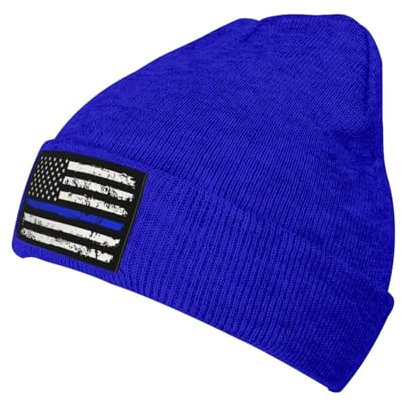 56 Strickmütze Dünne Blaue Linie Usa-Flagge Beanie Mütze Klassische Beanie Hat Bequeme Cuffed Hats Für Alle Jahreszeiten Fischen Travel