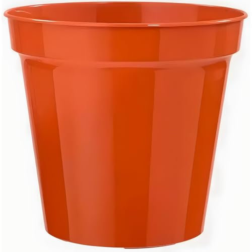 AMK® Stewart Round Flower Pot Terracotta Orange Classic Vintage Colour 7 For Individual Plants & Flowers Fully Recyclable Long Life Plastic Use in Garden and Home