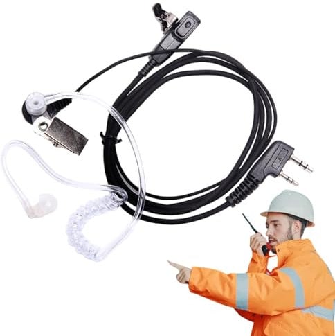 Generic Radio Earphone, Walkie Talkie Headset, Covert Acoustic Tube Earpiece | Black, Wired, RF, Professional Communication, Compatible with Handheld Radios