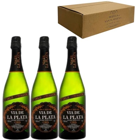 Cava Vía de la Plata Brut Nature - Para Disfrutar en Celebraciones y con los Tuyos - Pack 3 Botellas 75cl