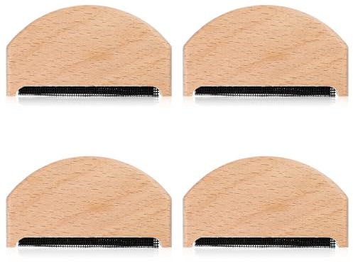 Ptwola 4 peines de cachemira, de madera de haya, manual, de lana, quitapelusas de tela, afeitadora de pelusas, herramienta de cepillo para el cuidado de la ropa, para prendas delicadas, prendas de
