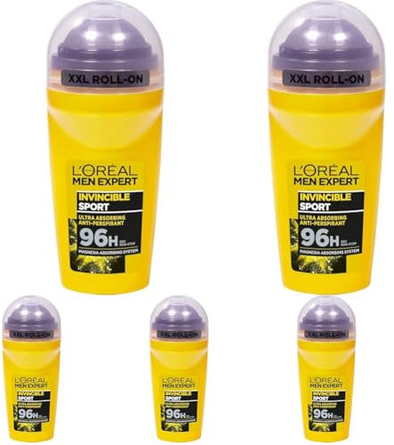 Loreal Men Expert Invincible Sport 96H Roll-On Deodorant, 50 ml (Packung mit 5)