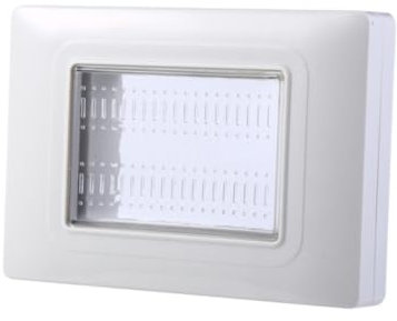 Placca con coperchio trasparente, Compatibile con Vimar Plana, 3 moduli/posti, grigio, idrobox, supporto da esterno, IP55, impermeabile, stagno, per scatola/cassetta 503
