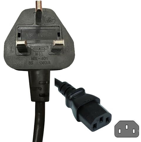 Lite-am 2m UK Mains AC Wall Power Cable 3 Prong Lead IEC C13 Kettle Cord For Samsung PS50C430A1WXXU 50 Plasma TV
