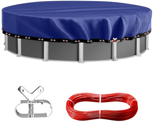 Runde Winter-Poolabdeckung, 4,7 m, 10 mm, strapazierfähig, dicker, Seilwinde