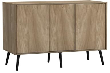 URBNLIVING 3-Door Sliding Sideboard Cabinet with Wooden Legs, Modern Cupboard, Credenza for Living Room, Dining Room or Office, Storage Organizer with Stylish Sliding Doors, Mix & Match Colour Combos