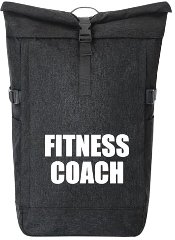 Huuraa Kurierrucksack Fitness Coach Training 30-44 Liter Black Melange Fairtrade Rolltop Rucksack Geschenkidee